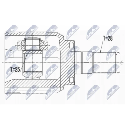 Kuva Nivelsarja, vetoakseli, Etuakseli, Vaihteiston puoli Hyundai ix35, ix35 van, Tucson, Kia Sportage II, III OE 49500 2Y000, 49501 2Y060, 49