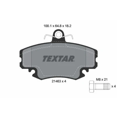 Kuva TEXTAR 2146306 Jarrupalat Ei kulumisenilmaisimelle Jarrusatulan ruuveilla RENAULT: CLIO 2, MEGANE I Grandtour, 1, PEUGEOT: 205 II Hatchback