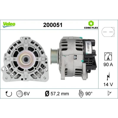Kuva VALEO 200051 Laturi 14V 90A SEAT: Ibiza 3, SKODA: Fabia I Hatchback, VOLKSWAGEN: Polo IV Hatchback