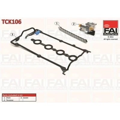 Kuva FAI AutoParts TCK106 Jakoketjusarja Tiivisteillä, ilman hammaspyöriä Yksinkertainen, Niittiketju AUDI: A4 B5 Sedan, A6 C5 Avant, A3 Hatchback