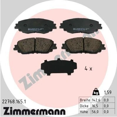 Kuva ZIMMERMANN 22768.165.1 Jarrupalat Valokuva vastaa toimituslaajuutta TOYOTA: RAV4 V, Camry VIII Sedan, LEXUS: ES VII