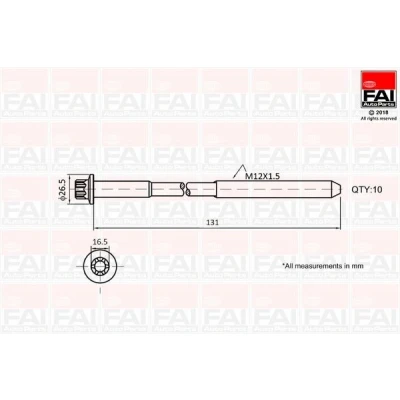 Kuva FAI AutoParts B896 Kannen Pultit Torx, ulko 10 RENAULT: MASTER 2 Bus, TRAFIC Kasten, GRAND SCENIC 2, NISSAN: Qashqai / Qashqai+2 I, Primastar Van