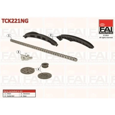 Kuva FAI AutoParts TCK221NG Jakoketjusarja ilman tiivisteitä, Hammaspyörillä Yksinkertainen, Ketju hiljainen VOLKSWAGEN: Polo IV Hatchback