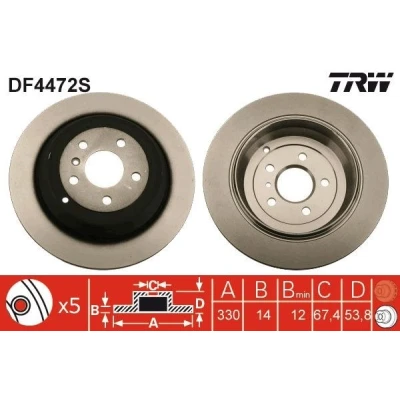 Kuva TRW DF4472S Jarrulevyt 330 14 5 112 täysi Lakattu MERCEDES BENZ: ML sarja, R sarja