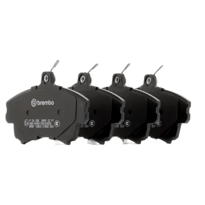 Kuva BREMBO P 54 036 Jarrupalat akustisella kulumavaroittimella Jarrusatulan ruuveilla Ilman tarvikkeita VOLVO: S40 I, V40 Farmari, MITSUBISHI: COLT 6