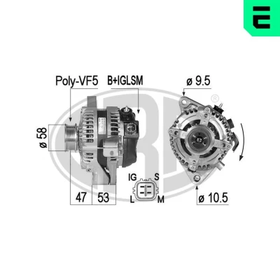 Kuva ERA 210493A Laturi 14V 130A TOYOTA: RAV4 II SUV, Corolla IX Station Wagon, Avensis Verso