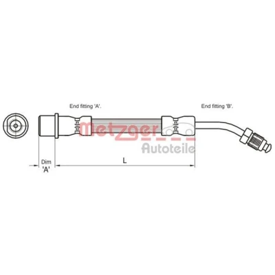 Kuva METZGER 4111109 Jarruletku 580 F10 x 1 CITROËN: C5 3, PEUGEOT: 407 SW, Sedan