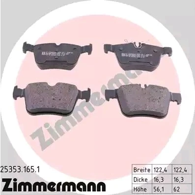 Kuva ZIMMERMANN 25353.165.1 Jarrupalat Kulumisenilmaisemelle Valokuva vastaa toimituslaajuutta MERCEDES BENZ: C sarja T modell, Sedan
