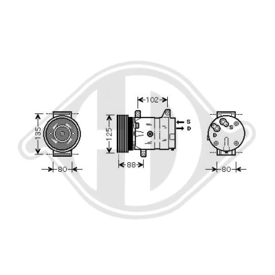 Kuva DIEDERICHS DCK1484 Ilmastoinnin Kompressori V5 12 R 134a Climate
