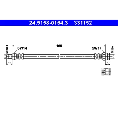 Kuva ATE 24.5158 0164.3 Jarruletku 165 M10x1 MITSUBISHI: PAJERO 2