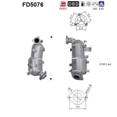 Kuva AS FD5076 Hiukkassuodatin Euro 5 Kordieriitti