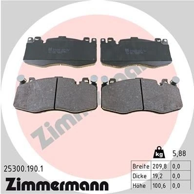 Kuva ZIMMERMANN 25300.190.1 Jarrupalat Kulumisenilmaisemelle Valokuva vastaa toimituslaajuutta BMW: X5, X6