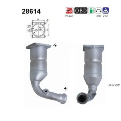 Kuva AS 28614 Katalysaattori 380mm PEUGEOT: 206 Hatchback, SW, CITROËN: C4 I Hatchback