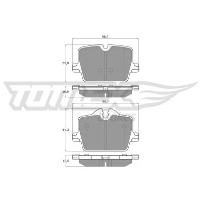 Kuva TOMEX brakes TX 19 73 Jarrupalat Taka akseli Ilman kulumisenilmaisinta BMW: 3 Sedan, Z4 Roadster, Touring, TOYOTA: Supra V