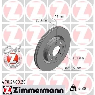 Kuva ZIMMERMANN COAT Z 470.2409.20 Jarrulevyt 259 21 6/4 4 100 tuuletettu sisältä pinnoitettu RENAULT: CLIO 2, MEGANE I Grandtour, 1