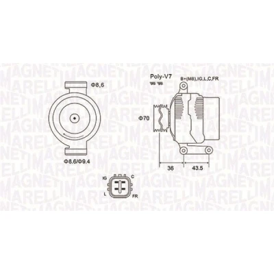 Kuva MAGNETI MARELLI 063731980010 Laturi 12V 130A HONDA: CR V 2
