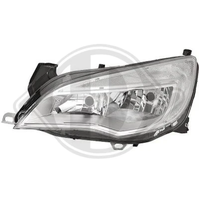 Kuva DIEDERICHS 1807081 Ajovaloumpio Vasen H7/H7 Kromi Huomiovalolla Valokorkeussäätimen moottorilla OPEL: Astra J Sports Tourer, Hatchback