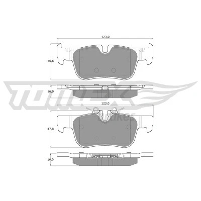 Kuva TOMEX brakes TX 18 44 Jarrupalat Taka akseli Kulumisenilmaisemelle BMW: 2 Active Tourer, Gran X1, MINI: Clubman