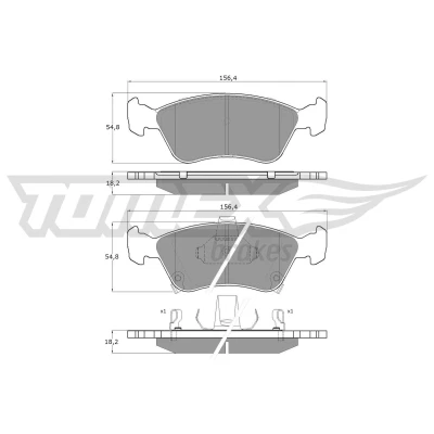 Kuva TOMEX brakes TX 12 24 Jarrupalat Etuakseli akustisella kulumavaroittimella TOYOTA: Avensis I Farmari, Sedan, Liftback