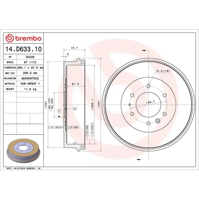 Kuva BREMBO 14.D633.10 Jarrurumpu 295