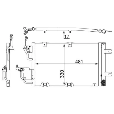Kuva MAHLE ORIGINAL AC 400 000S Ilmastoinnin Lauhdutin Tiivisterenkaalla, Vedenerottimella 14 14,22 502 OPEL: Astra H Caravan, Zafira B, Hatchback