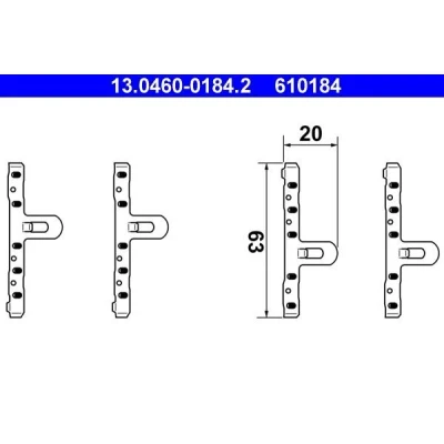 Kuva ATE 13.0460 0184.2 Tarvikesarja, Jarrupala VOLKSWAGEN: GOLF 2, Derby II, Polo II Hatchback