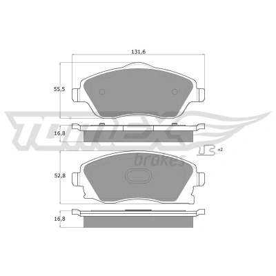 Kuva TOMEX brakes TX 12 19 Jarrupalat Etuakseli akustisella kulumavaroittimella Tarvikkeilla OPEL: Meriva A, Corsa C Hatchback, Tigra Twintop