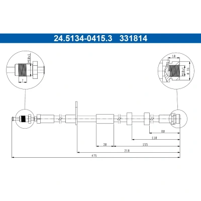 Kuva ATE 24.5104 0495.3 Jarruletku 520mm M10x1mm BMW: 5 Touring, Sedan