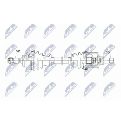 Kuva NTY NPW CT 153 Vetoakseli Etuakseli, vasen 615mm CITROËN: Berlingo II, C4 I Grand Picasso