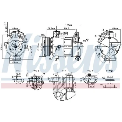 Kuva NISSENS 891186 Ilmastoinnin Kompressori 6SBU14C R 134a, 1234yf