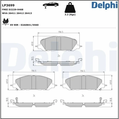 Kuva Jarrupalasarja, levyjarru, Etuakseli FORD USA EXPLORER OE 2374693, 2375370, 2385025