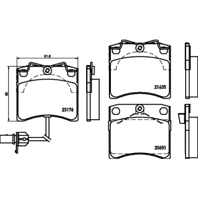 Kuva HELLA 8DB 355 018 521 Jarrupalat kulumisvaroitinkoskettimella Tarvikkeilla VOLKSWAGEN: TRANSPORTER 4, 4 Bus