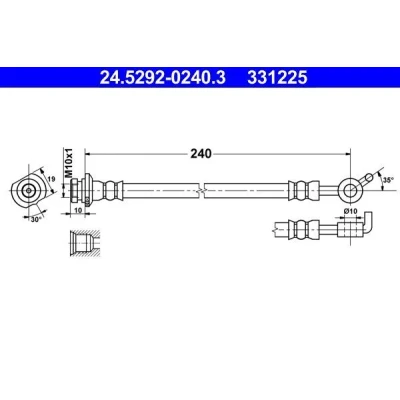 Kuva ATE 24.5292 0240.3 Jarruletku 240 M10x1 NISSAN: Qashqai 2, / Qashqai+2 I
