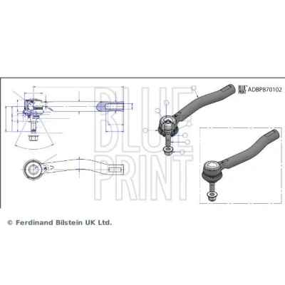 Kuva BLUE PRINT ADBP870106 Raidetangon Pää Etuakseli, oikea lukkomutterilla NISSAN: NV200 / Evalia Bussi