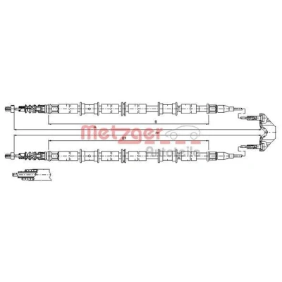 Kuva METZGER 11.5864 Käsijarruvaijeri Takana 1680/1495+1680/1495 Levyjarru COFLE OPEL: Zafira A