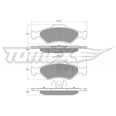 Kuva TOMEX brakes TX 12 53 Jarrupalat Etuakseli FORD: FIESTA 4, KA Hatchback