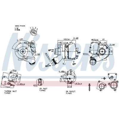 Kuva NISSENS 93280 Turboahdin Pakokaasuahdin Sähköinen Tiivisteillä AUDI: A6 C6 Avant, A4 B7 Sedan, VOLKSWAGEN: Touareg I