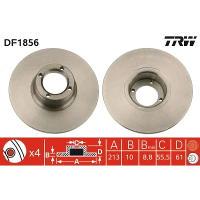 Kuva TRW DF1856 Jarrulevyt 213 10 4 73 täysi Lakattu