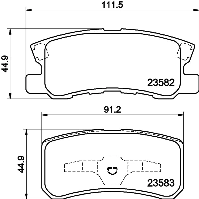 Kuva HELLA 8DB 355 009 691 Jarrupalat akustisella kulumavaroittimella Tarvikkeilla MITSUBISHI: OUTLANDER 2 SUV, 3, ASX JEEP: Compass