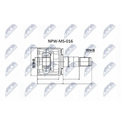 Kuva NTY NPW MS 016 Vetonivel Automaattivaihteisto, Käsivaihteisto Vaihteiston puoli MITSUBISHI: PAJERO 2, L200 II Pick up, 1