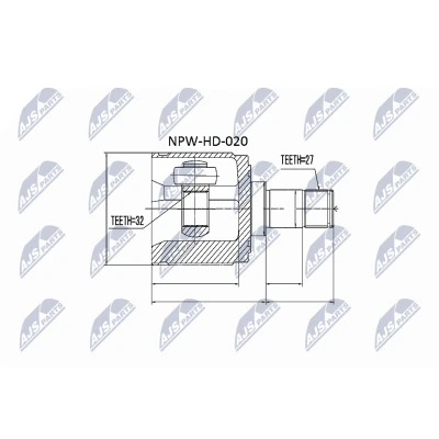 Kuva NTY NPW HD 020 Vetonivel Etuakseli, oikea, Vaihteiston puoli HONDA: CR V 1, 3, Accord 7 Tourer