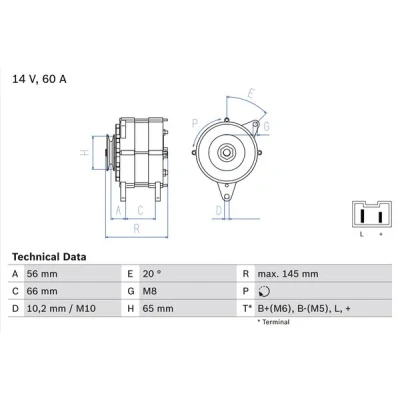 Kuva BOSCH 0 986 037 321 Laturi 14V 60A