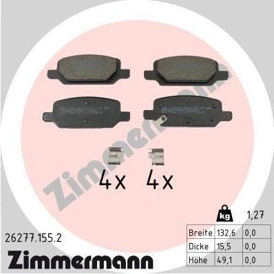 Kuva ZIMMERMANN 26277.155.2 Jarrupalat akustisella kulumavaroittimella Valokuva vastaa toimituslaajuutta, liukulevyllä TESLA: Model 3