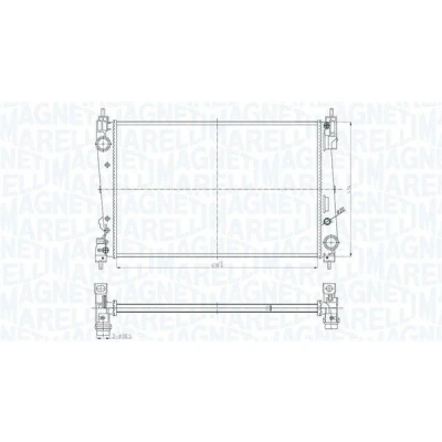 Kuva MAGNETI MARELLI 350213184300 Jäähdytin 618 414 23 Jäähdytysrivat mekaan. kiinnitetyt OPEL: Corsa D Hatchback, FIAT: Grande Punto Hatchback