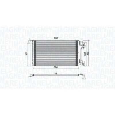 Kuva MAGNETI MARELLI 350203962000 Ilmastoinnin Lauhdutin Vedenerottimella 696x393x16 393 696 16 VOLKSWAGEN: Transporter 5, Multivan 5 (7HM