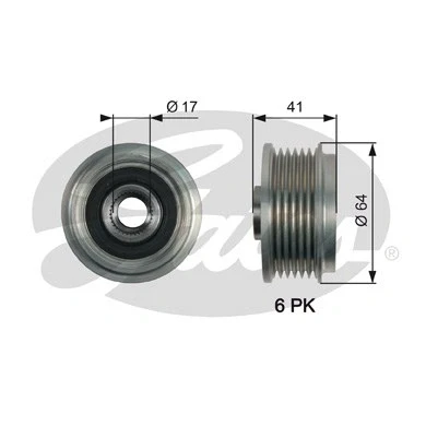 Kuva GATES OAP7161 Laturin Vapaakytkin 41 FleetRunner Micro V Stretch Fit OPEL: Astra J Hatchback, Sports Tourer