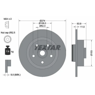 Kuva TEXTAR PRO 92142203 Jarrulevyt RENAULT: LAGUNA 2 Grandtour, 2, GRAND SCENIC TOYOTA: Sienna II