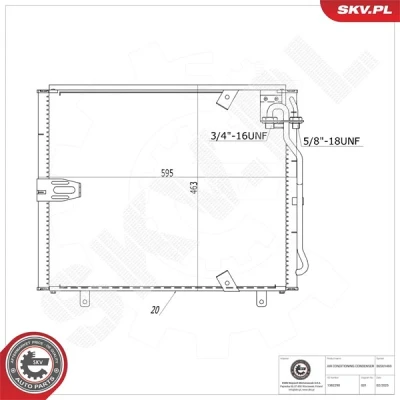 Kuva ESEN SKV 86SKV469 Ilmastoinnin Lauhdutin ilman vedenerotinta Alumiini 595mm