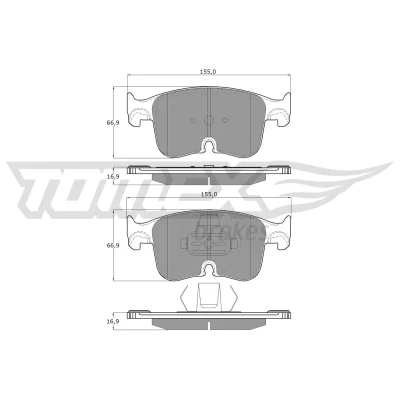 Kuva TOMEX brakes TX 60 34 Jarrupalat Etuakseli Kulumisenilmaisemelle VOLKSWAGEN: Caddy V Kombi