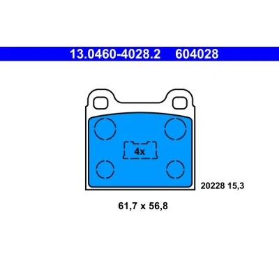 Kuva ATE 13.0460 4028.2 Jarrupalat Ei kulumisenilmaisimelle, Ilman kulumisenilmaisinta VOLKSWAGEN: Polo II Hatchback, Derby II, I Hatchback